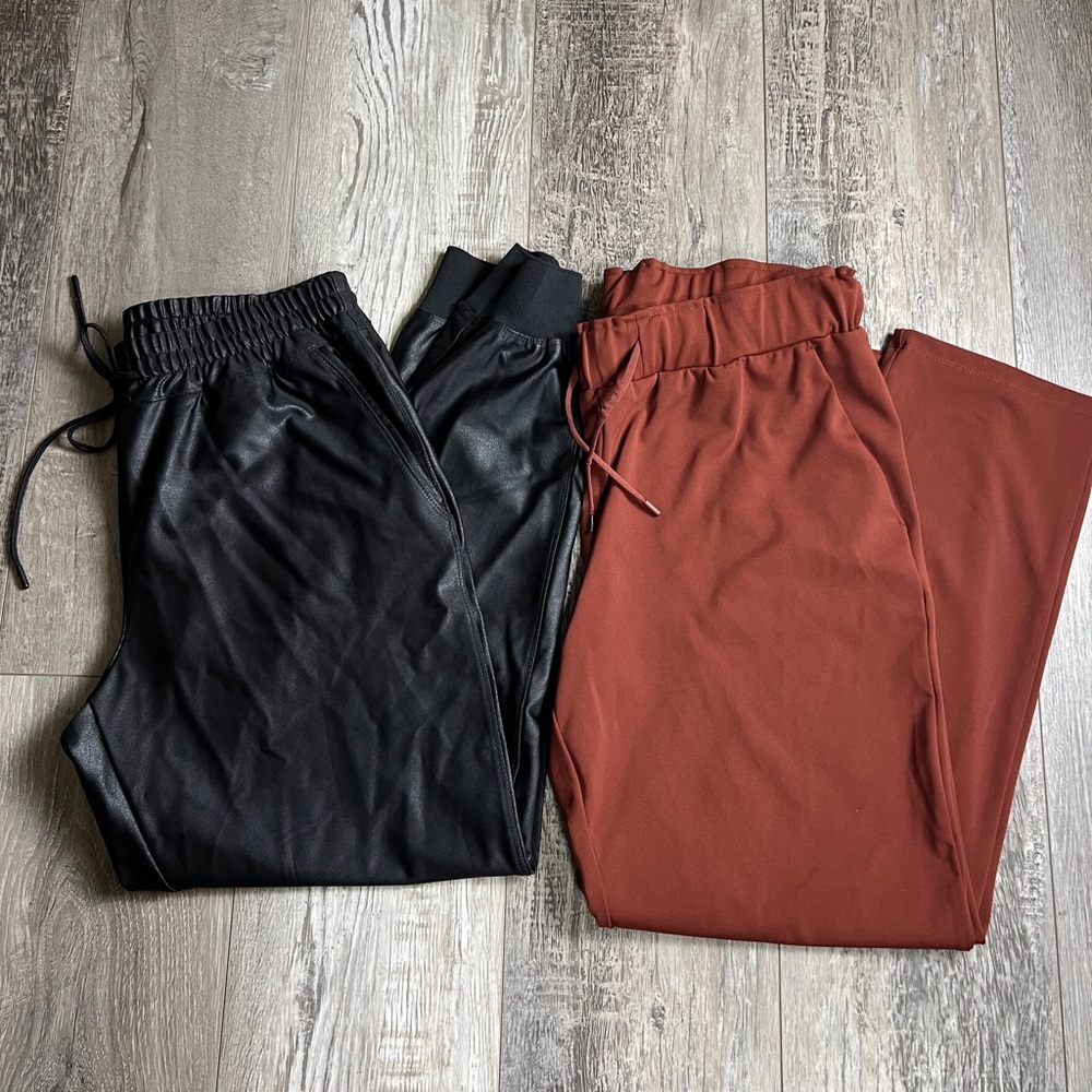 Maison D’ Amelie Paris Bundle of Joggers Pants Faux Leather High Waist Women's M